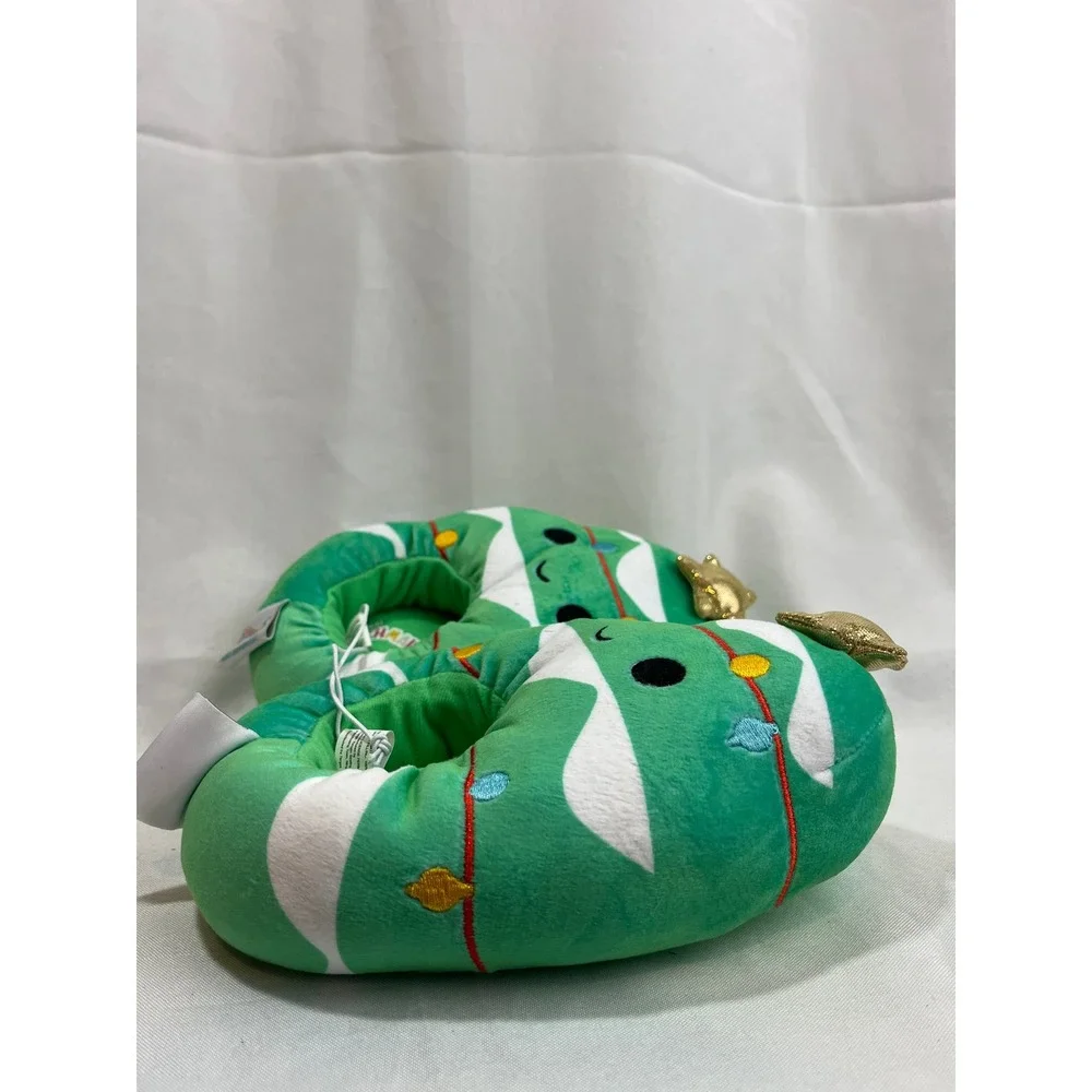 Squishmallows Carol the Christmas Plush Slippers Kids Size 13-1 Green Holiday